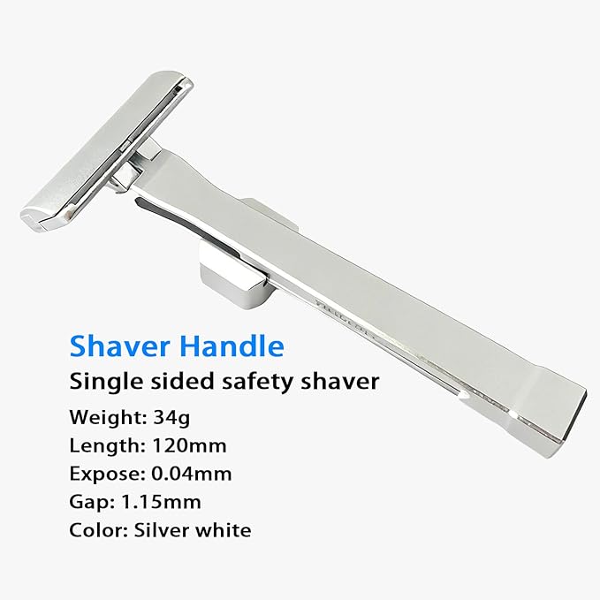 KAMPFE Upgraded Version Safety Razor Made of 6061 Aluminum Alloy Material Comfortable shavingGEM Single Sided Safetyshaver Shaver Handle for Men with Suction Cup Holder and Safety Razor Blades