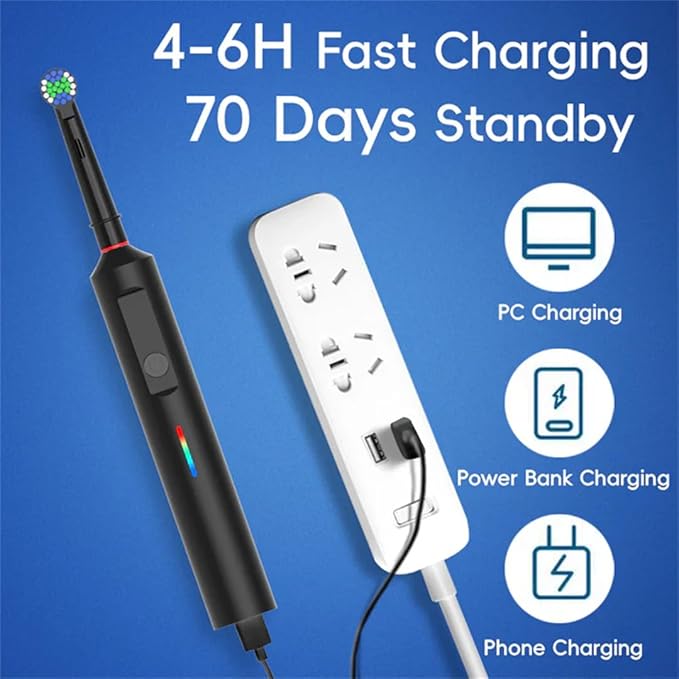 360 Rotating Toothbrush (Six Brush HeadsGreen)