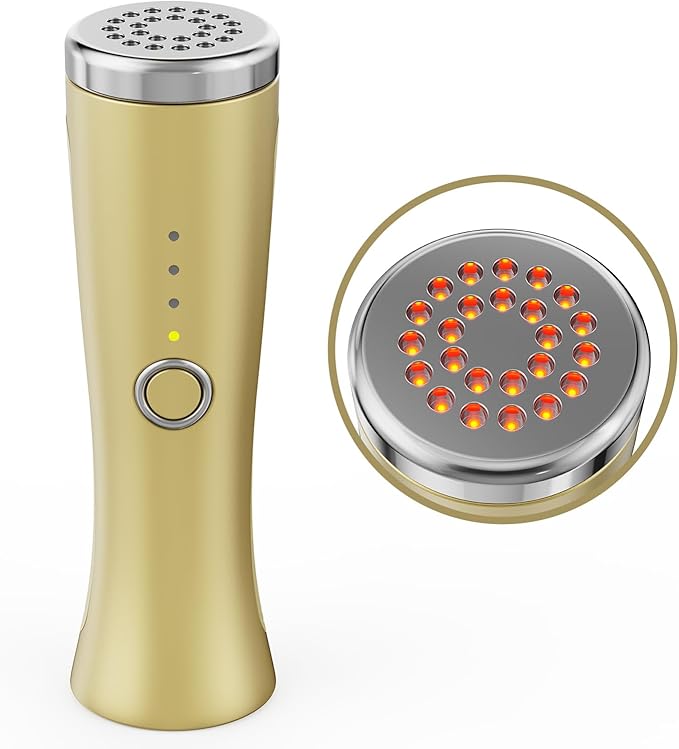 Red Light Device Facial and Neck Massager for Skin Tightening Champagne