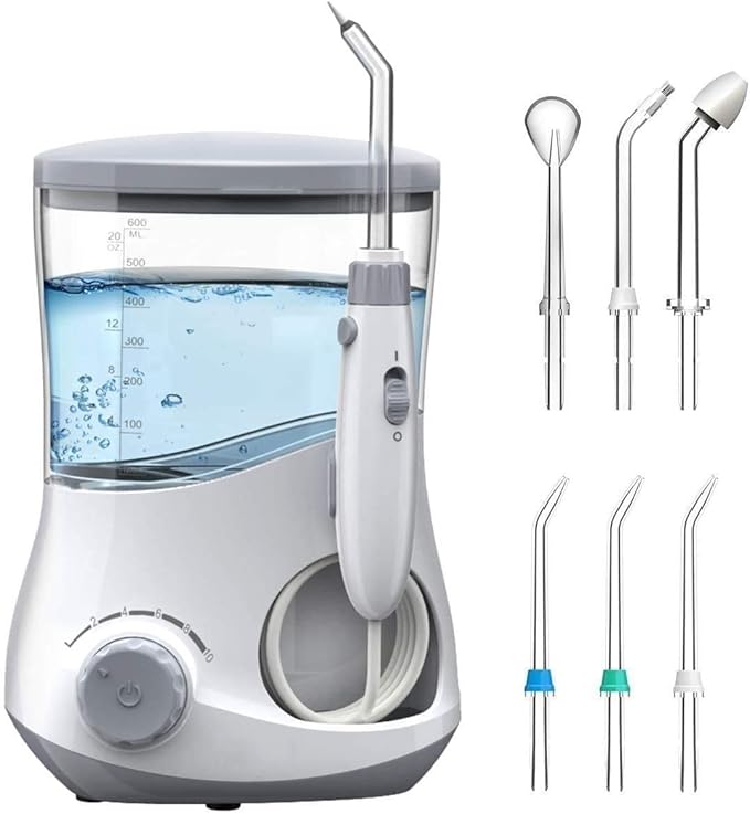 Water Flosser Water Flosser Teeth Cleaner for Family 6 Multifunctional Jet Tips IPX7 Waterproof10 Adjustable Modes for The Oral Care Needs of Family White