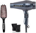 Turbo Power TwinTurbo 3200 Dark Grey Hair Dryer and Miracle Medium Detangling Brush Blush Pink