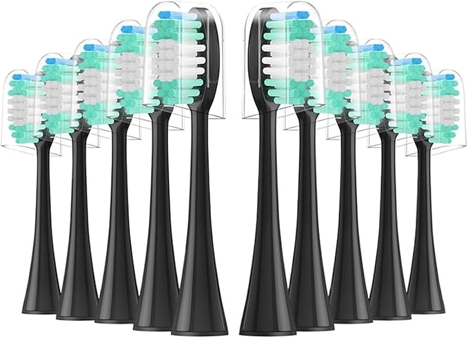 10 Pieces Compatible for Series Electric Toothbrushes Head(Black 10PCS)