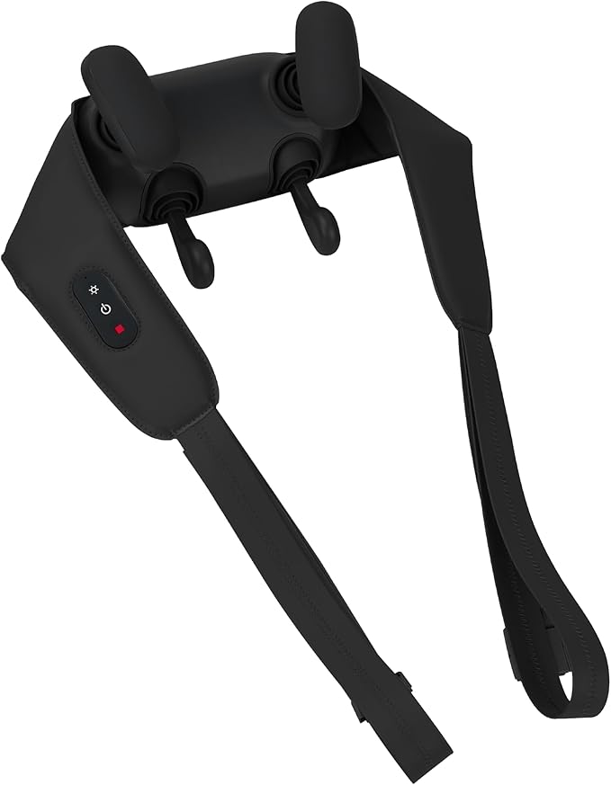 Daiwa Felicity Momizo Neck and Shoulder Massager – 4 Deep Kneading Nodes Heat Therapy Rechargeable Hands-Free One-Touch Control