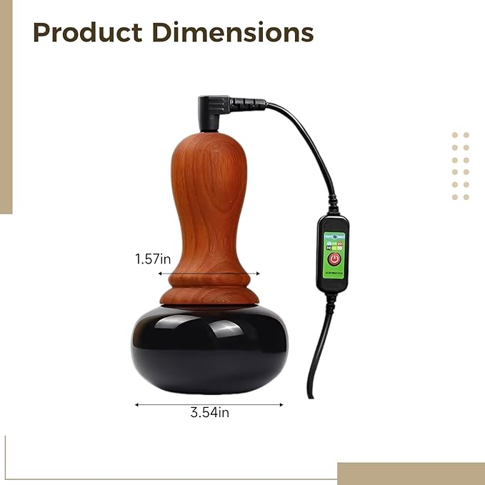 Handheld Electric Bian Stone Massager 3.5 in Heating Tool with 5 Adjustable Temperatures for Home Massage