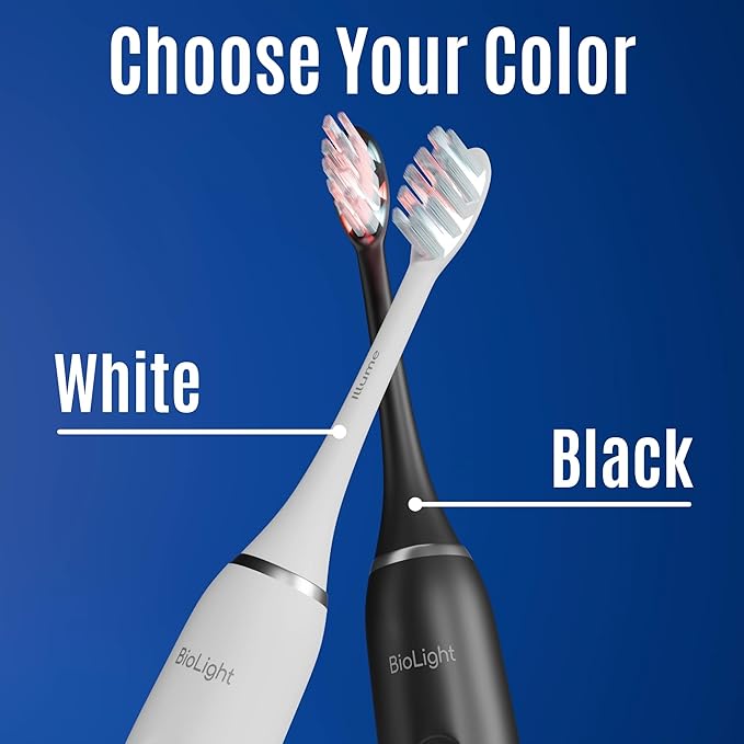 BIOLIGHT Illume Sonic Electric Toothbrush with Red &amp Blue Light Therapy – Professional Whitening Gum Care &amp Advanced Oral Hygiene - Black
