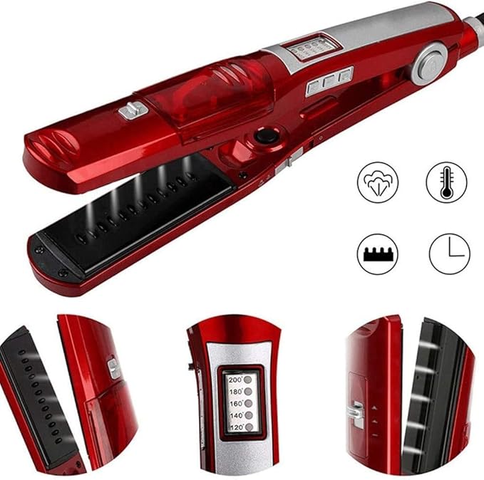 Hair Curling Iron Portable Travel Hair Curler Straightener in Women 2 in 1 Ceramic Curling Iron Flat Iron Hair Strengthening Comb Brush for