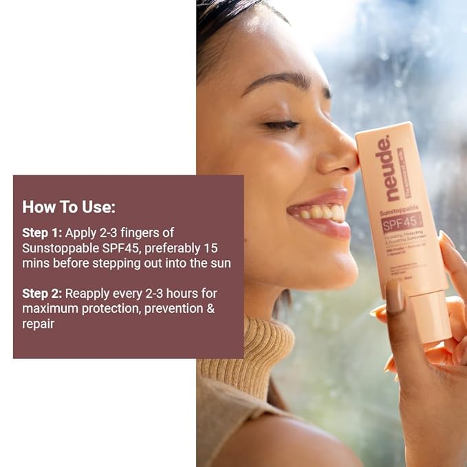 Neude Sunstoppable Sunscreen With Spf 45 Pa+++ &amp No White Cast For Men &amp Women Daily Use Broad-Spectrum Protecting &amp Repairing Sunscreen Moisturizer Blue Light Protection Paraben-Free