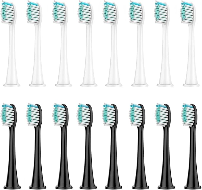 Compatible for 8Pcs Replacement Brush Heads with DiamondClean HX3/HX6/HX9 Series Electric Toothbrush HX6064(8 White 8 Black)