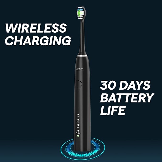 Electric Toothbrush Sonic Toothbrush with Travel Case and 4 Brush Heads and Wireless Charing