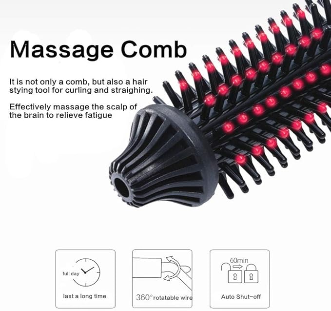 Mini Collaspe Hair Curler Tangle-Free Curling Iron Brush and Volumizer Dual Voltage Travel-Friendly Tourmaline Ceramic Ionic Hot Brush Styling Wand(Red)