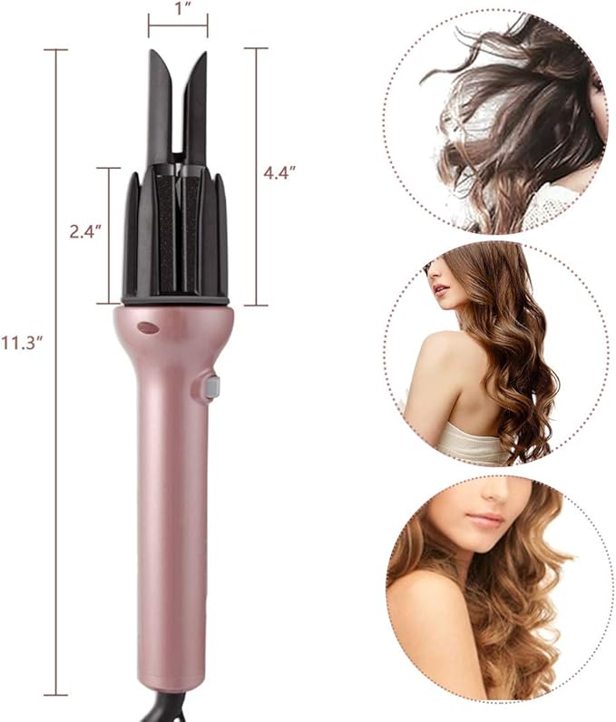 360 Rotating Ceramic Curling Wand with Automatic Spin - 1.1 Professional Spiral Beach Waver Iron for Long Hair (Mothers Day Gifts)