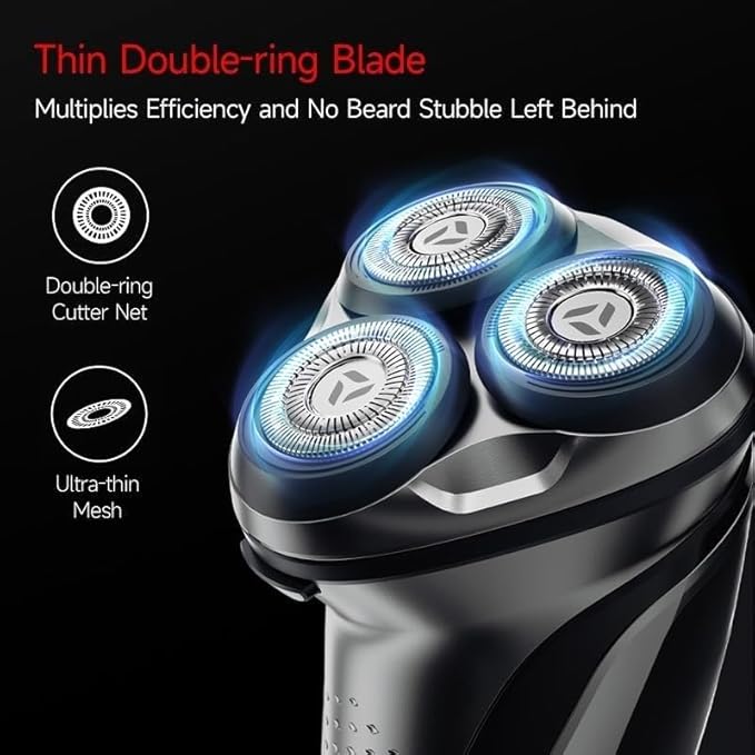 Electric Shavers for Men Men's Electric Shaver IPX7 Full Body Waterproof 3 Floating Heads Rechargeable Face Shaving Machine