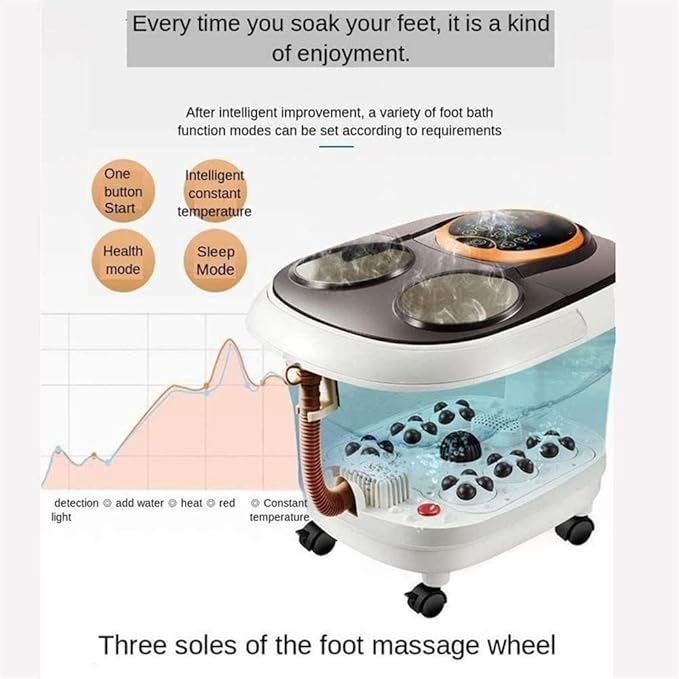 Foot Spa Foot Bath Spa Massager with Heat and Bubbles 6 Massage Rollers Adjustable Temp Soothe &amp Relax Tired Feet (White)