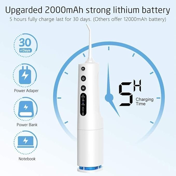 Water Flosser Cordless Teeth Cleaner Dental Oral Irrigator Power Dental Flossers IPX7 Waterproof Teeth Cleaner with 4 Cleaning Modes Detachable Water Tank(Black)