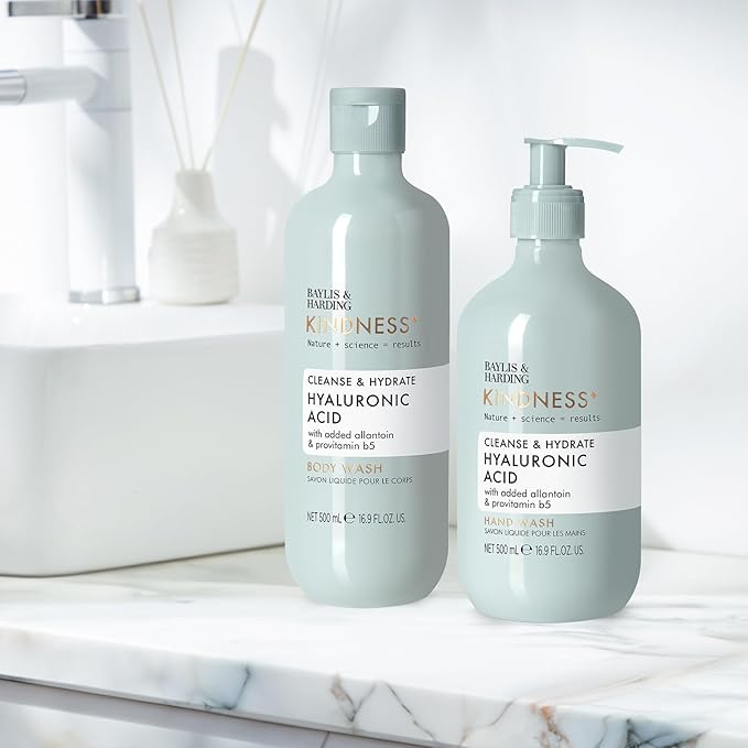 Baylis &amp Harding Kindness + Hyaluronic Acid Pear &amp Orange Blossom Fragrance 16.9 fl. oz Cleanse &amp Hydrate Body Wash (Pack of 3) - Biodegradable Formula - Vegan Friendly