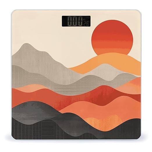 Retro Images Scale for Body Weight Anti-Slip Digital Bathroom Scale Sturdy Toughened Glass Weighing Scales High Precision Safe Rounded Corners Smart Scales