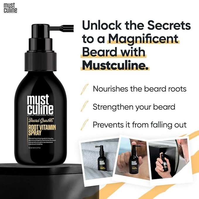 Beard Root Vitamin Spray 4 Pack Unscented Supports Beard and Moustache Growth and Strengthening Increases Elasticity Prevents Breakage Volumizes