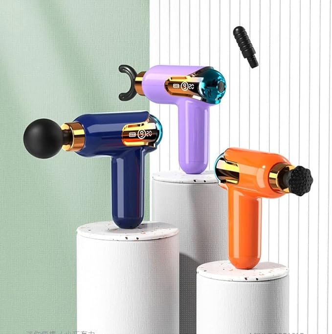 Massage Gun Deep Tissue Massager with 9 SpeedsUltra-Quiet Handheld Mini Percussion Muscle Massage Gun with 4 Massage Heads(Color:A)