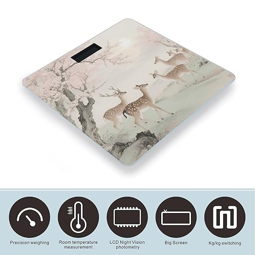 Sika Deer Scale for Body Weight Sturdy Tempered Glass Weighing Scales with LCD Display Accurate Digital Bathroom Scale Convenient Body Fat Smart Scales Easy Read