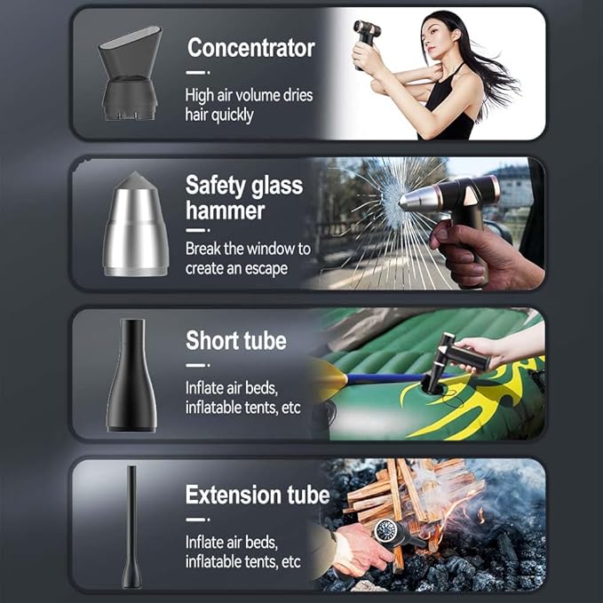 Cordless Hair Dryer No Hot Air Mini Blow Dryer Aluminum Air Duster Keyboard Cleaner for Computer Keyboard Electronics Cleaning Outdoor Hiking Camping Air Cushion Inflation