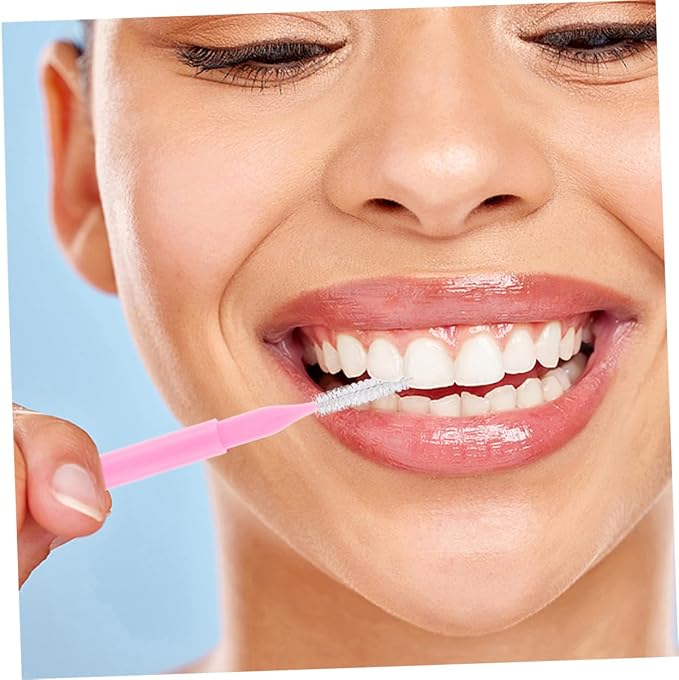 200pcs Braces Brush Small Interdental Brush Between Tooth Flossing Pick Toothpick Cleaners Oral Flosser Oral Cleaning Supplies for Travel Home Pink