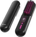 Sunwhisper Cordless Hair Straightener Brush with 200 Million Anion Portable Comb for Travel with LCD Display 2 Clips - Black