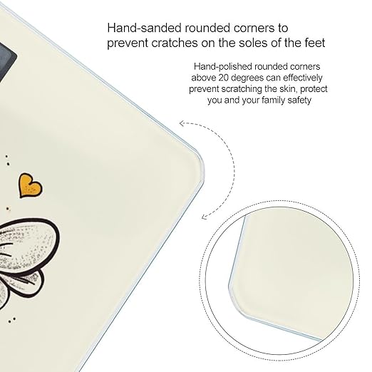 Bee Love Honey Weight Scale Large Bathroom Scales Digital Weight with Bright LED Display Non Slip Automatic Weighing Scale Fashion Weighing Machine for Body