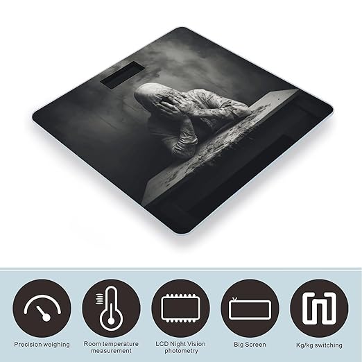 White Character Style Scale for Body Weight Anti-Slip Tempered Glass Digital Bathroom Scales Clear LCD Display Weighing Scale Safe Rounded Corners Smart Scales