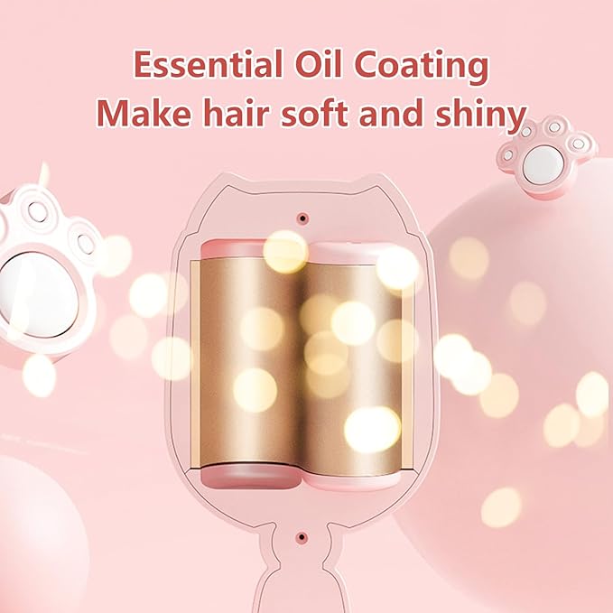 32mm Hair Waving Iron 2 Barrels Hair Wave Curling Iron with Four Temperature Control Ceramic Hair Curler Crimper Pink
