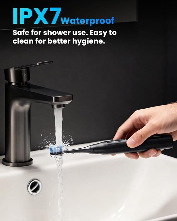 Onlyone Sonic Electric Toothbrush for Adults Rechargeable Ultrasonic Electric Toothbrush with 8 Brush Heads Travel Case Charging Base &amp Wireless Charging - 5 Modes with Smart Timer