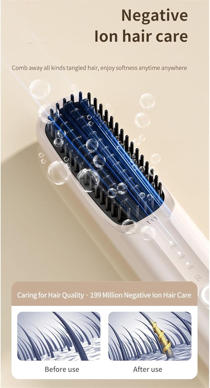 Cordless Hair Straightener BrushPortable Dormitory Home Wireless Hair Straightening Comb Negative Ion Does Not Damage Hair Straight Hair Soft Hair Straightening Comb. (Purple)