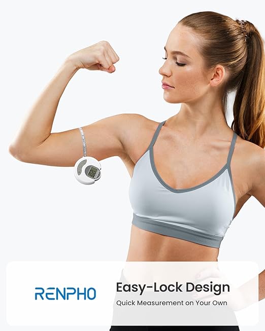 RENPHO Body Measuring Tape Bluetooth Smart Tape Measure with Lock Hook &amp Retractable Function Accurate Body Fat Measurement Device for Weight Loss Muscle Gain Fitness Bodybuilding 60in /150cm