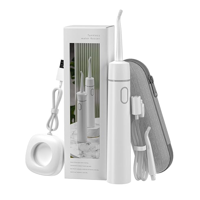 Portable Water Flosser for Teeth Professional Cordless Dental Oral Irrigator Tankless and Rechargeable IPX7 Waterproof Dental Water Flosser for Home and Travel Braces &amp Bridges Care