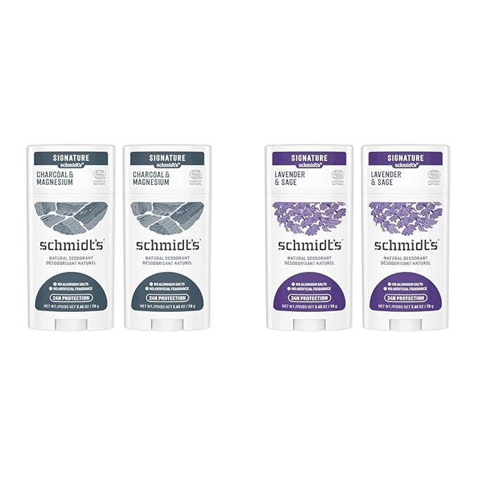 Schmidt's Aluminum Free Natural Deodorant Charcoal &amp Magnesium 2 Count For Women and Men &amp Aluminum Free Natural Deodorant for Women and Men Lavender and Sage
