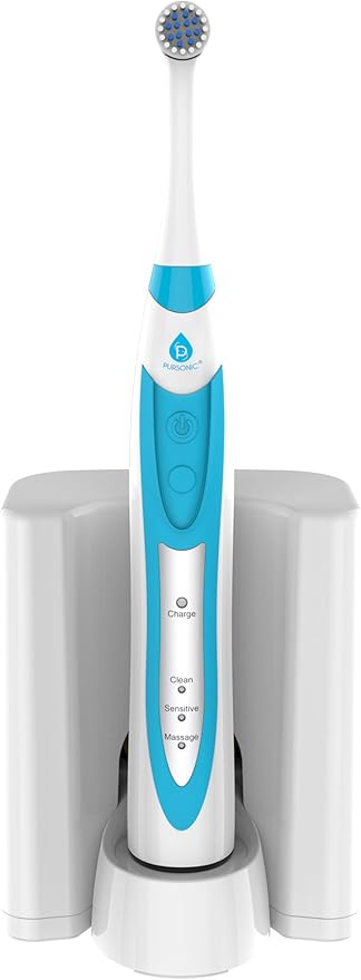 Pursonic S330 Deluxe Electric Toothbrush - Ultra Whitening Oscillating Rechargeable Battery Toothbrush for Adults with Dock Charger &amp 12 Brush Heads (Value Pack) (White)