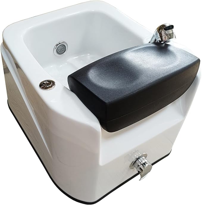 Acrylic Footbath Acrylic Pedicure Sink with Heat and Massage Colorful Lamp Footbath Spa Floor Type Foot Massage Basin for Foot Stress Relief(White)