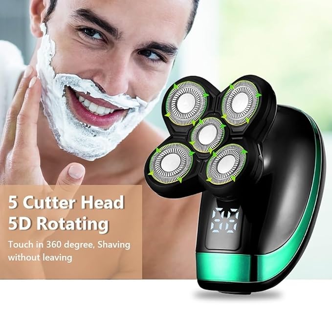 Head Shavers for Bald Men 5 in 1 Multi Grooming Kit Digital Display Electric Shaver Hair Trimmer Beard Electric Razor Wet Dry Men Facial &amp Body Shaving Machine