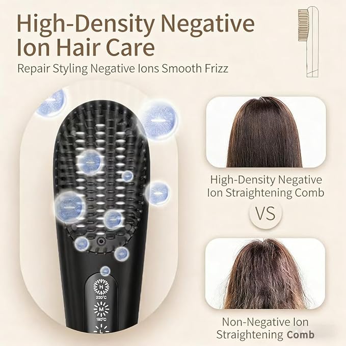 Portable Straightener Brush - go Brush proPortable Mini Hair Straightening with 3 Temperature Settings &amp LED Display USB Rechargeable Fast Heating Hairs for Travel (Light Purple)