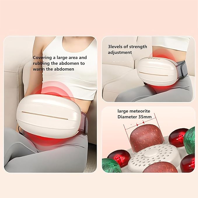Abdominal Stomach Massager Electric Bian Stone Tummy Kneading Instrument with 35mm Diameter Large Meteorite 3 Levels Intensity and Clockwise/counterclockwise Adjustable for Abdominal