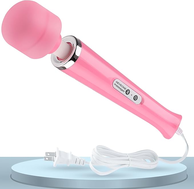 Wired Powerful Handheld Wand Massager Strong Personal Vibration Massage for Sports Recovery Back Muscle Aches All Whole Body Pain (Pink)