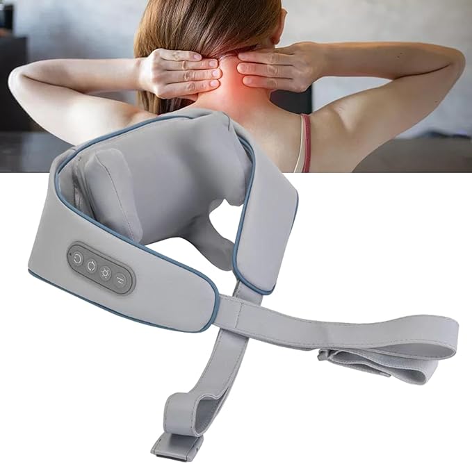 Generic Back Massager with Heat Electric Massager Massage Pillow Kneading Massage for Women Blue Gray