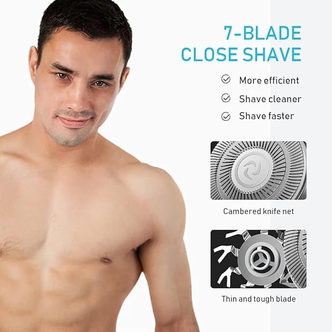 Electric Razor for Men's 5 in 1 Electric Shaver for Men 7D Floating Cutter Head USB Rechargeable Rotary Shaver Smart Multifunctional Grooming Kit