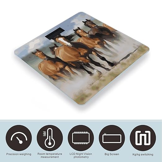 Horses Weight Scale Digital Electronic Scales Bathroom Scale Larg LCD Backlight Display High Precision MeasurementsTempered Glass