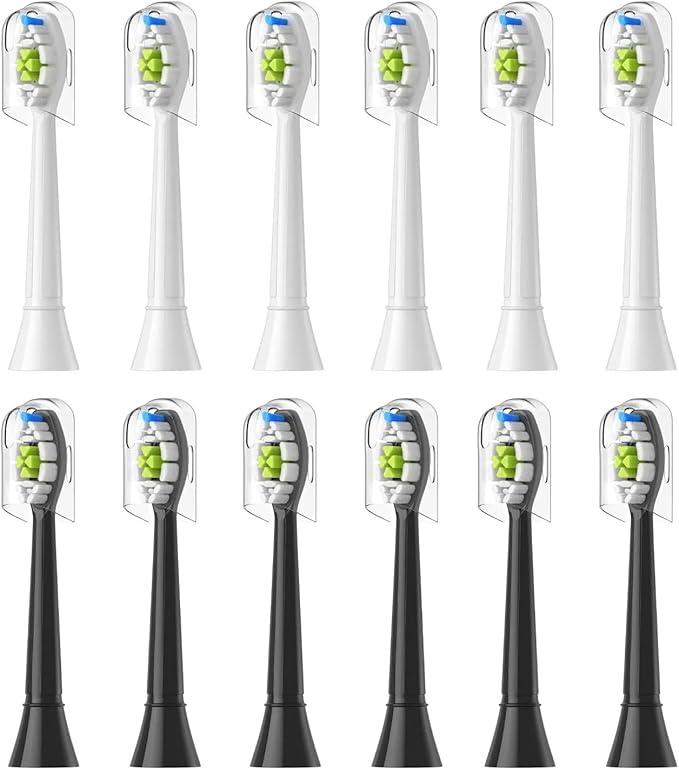 Replacement Brush Heads Compatible for with Sonicare Electric Toothbrush Fit EasyClean Gum Health FlexCare Healthy(6White 6Black)