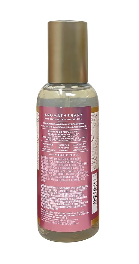 Bath &amp Body Works Aromatherapy Inspire Love Rose + Vanilla 2 Essential Oil Perfume Mists with a Creamy Rose Bar Soap