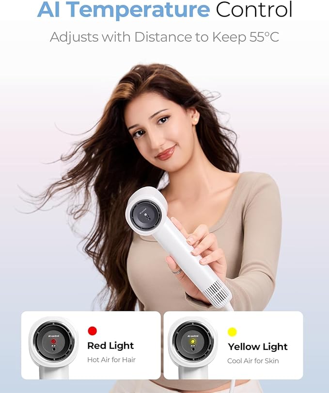 Family Essential Hair Dryer Bundle – Ultra-Light AI Smart Blow Dryer + 5-in-1 Automatic Airwrap Styler for Effortless Styling and Fast Drying