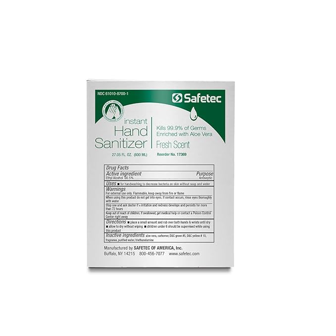 Safetec Automatic Hand Sanitizer Dispenser Refills in 800 mL Bag-in-Box (Fresh Scent)