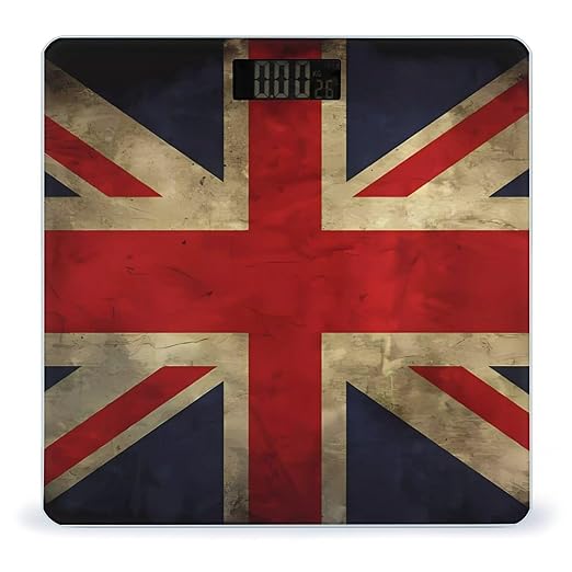 Digital Bathroom Scale for Body Weight Scale with Bright LCD Display High Accuracy Step-On Technology Auto On/Off British Flag Digital Scales 400 Lbs /180kg