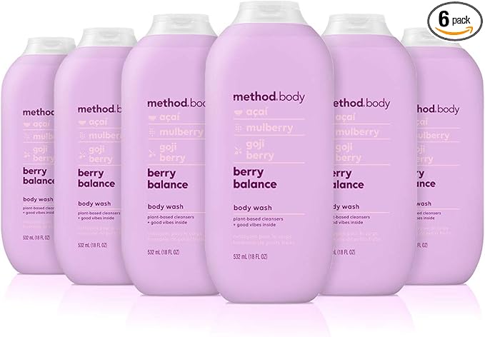 Method Body Wash Berry Balance Paraben and Phthalate Free 18 oz (Pack of 6)