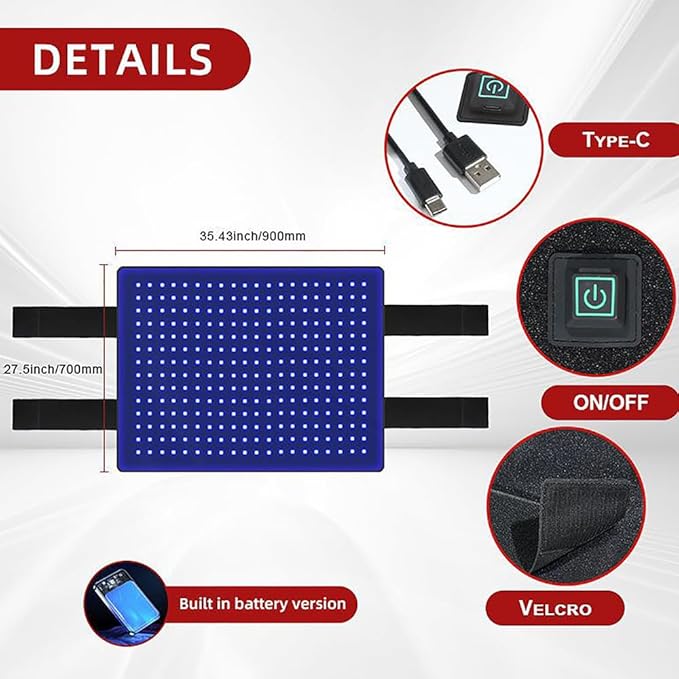 Red Light Therapy for Horses 850nm/660nm Infrared Light Horses Back Therapy Wearable Pets Red Light Phototherapy Wraps for Equine Back Pain Relief